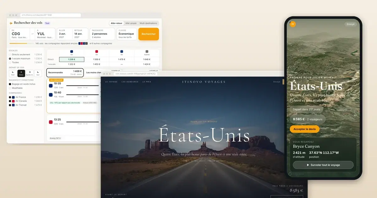 Les nouveautés d'itinovo CRM : vols, espace agents, équipes, liste de cadeaux et huit marchés